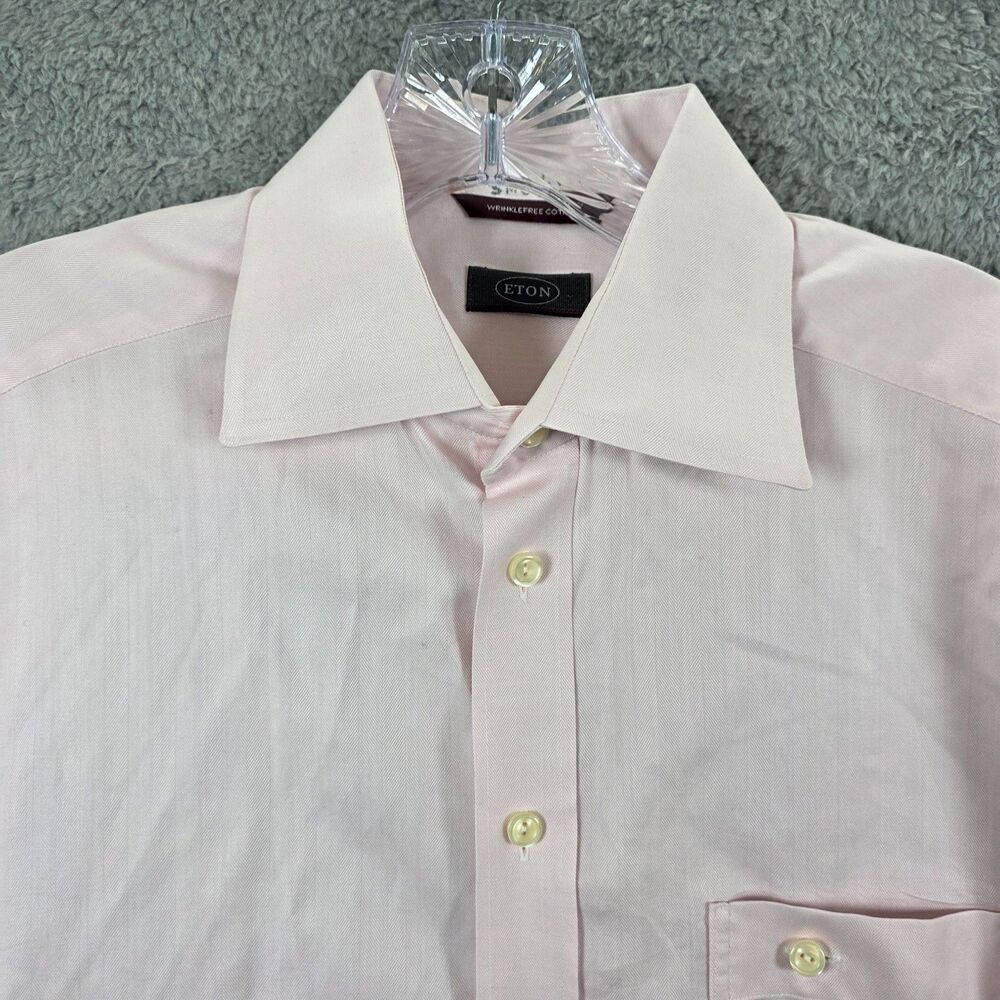 Eton Men's Pink Button Up Long Sleeve Dress Shirt Size 15 1/2 - Picture 2 of 10